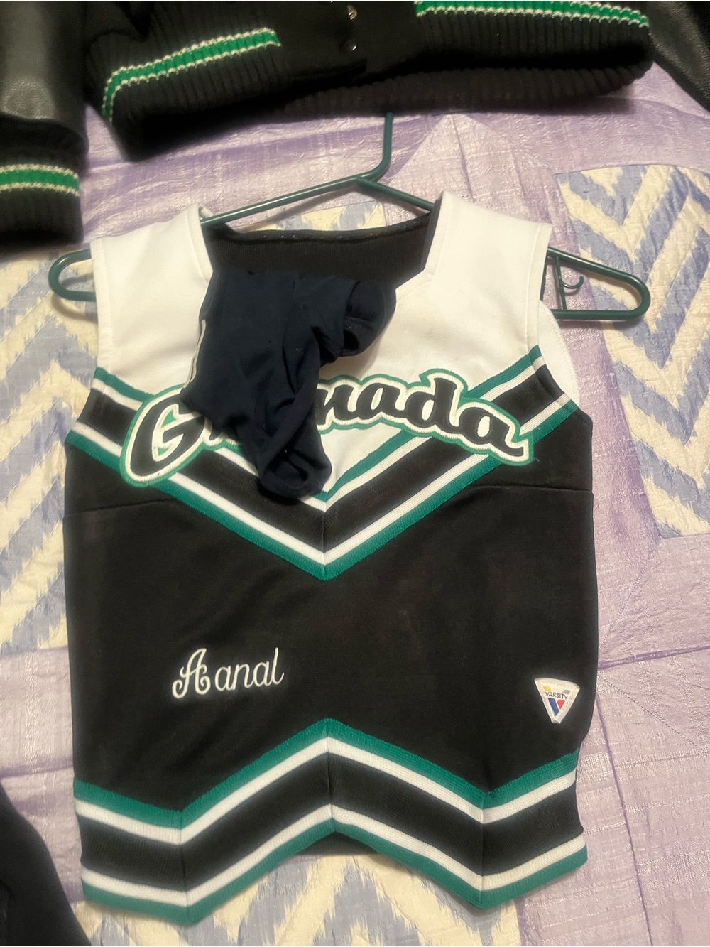 Embroidered Black & White Kids Cheer Top and Jacket